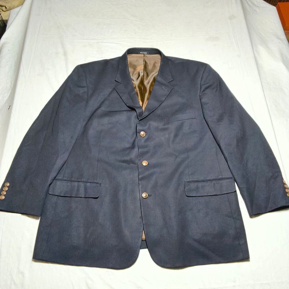 Linea Uomo Mens Blue Wool Twill Blazer 3-Button Single-Breasted 50R